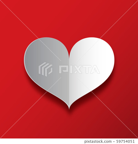 Paper Heart on Red Background. Vector Love Symbol. 59754051
