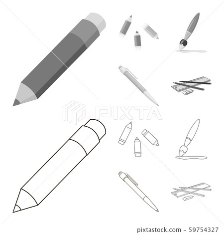 Isolated object of pencil and sharpen symbol. Set of pencil and color vector icon for stock. Isolated object of pencil and sharpen symbol. Set of pencil and color vector icon for stock. 59754327