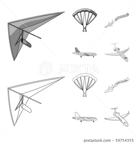 Vector illustration of transport and object sign. Set of transport and gliding vector icon for stock 59754355