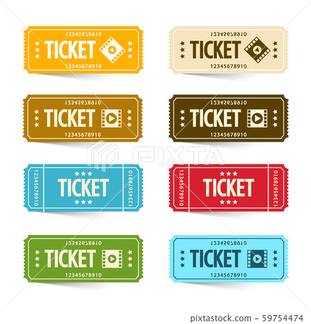 Paper Cinema Tickets Set, Vector Concert or Paper Cinema Tickets Set, Vector Concert or 59754474