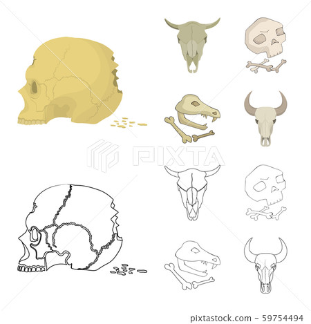 Vector illustration of skeleton and character sign. Collection of skeleton and halloween vector icon Vector illustration of skeleton and character sign. Collection of skeleton and halloween vector icon 59754494