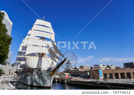 Yokohama Minatomirai Sail Training Ship Nippon Maru (Full-sail exhibition sail) Yokohama Minatomirai Sail Training Ship Nippon Maru (Full-sail exhibition sail) 59754632