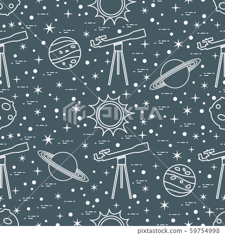 Seamless pattern Telescope, sun, planets, stars. Seamless pattern Telescope, sun, planets, stars. 59754998