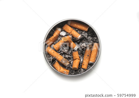 Top view of metallic ashtray full of cigarettes Top view of metallic ashtray full of cigarettes 59754999