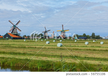 Dutch windmills in Netherlands closeup footage Dutch windmills in Netherlands closeup footage 59755106