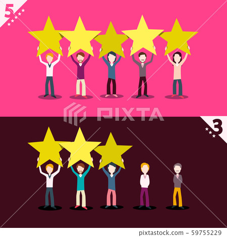 3 and 5 Rating Stars with People Holding Them - 59755229