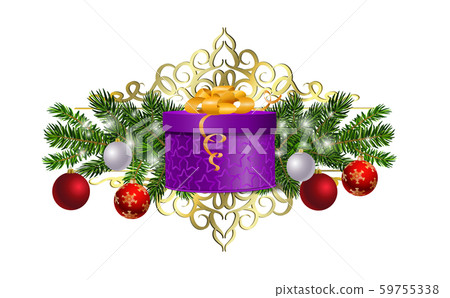 Christmas decorations with fir tree and decorations Christmas decorations with fir tree and decorations 59755338