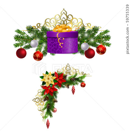 Christmas decorations with fir tree golden jingle bells Christmas decorations with fir tree golden jingle bells 59755339