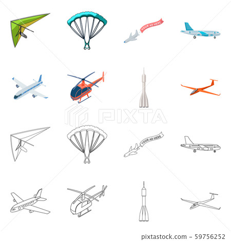 Isolated object of transport and object sign. Collection of transport and gliding stock symbol for 59756252