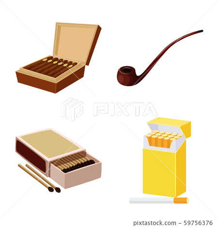 Isolated object of cigarette and tobacco logo. Collection of cigarette and nicotine stock symbol for Isolated object of cigarette and tobacco logo. Collection of cigarette and nicotine stock symbol for 59756376