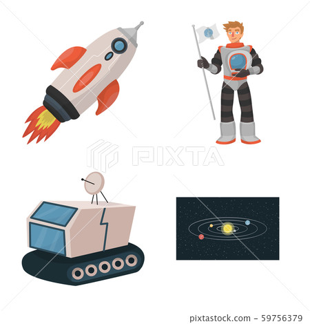 Vector design of space and galaxy sign. Set of space and travels stock symbol for web. 59756379