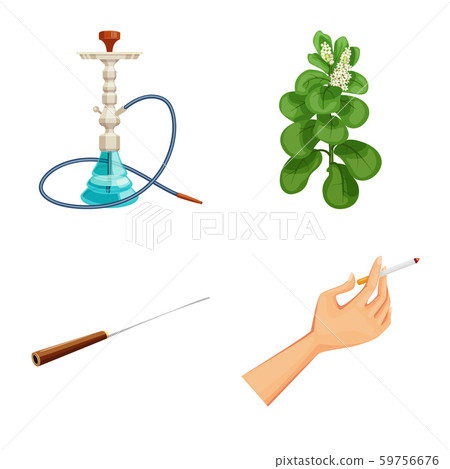 Vector design of cigarette and tobacco sign. Collection of cigarette and nicotine vector icon for Vector design of cigarette and tobacco sign. Collection of cigarette and nicotine vector icon for 59756676