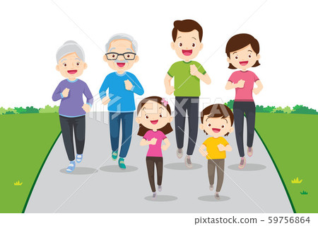 big family jogging and exercising together 59756864