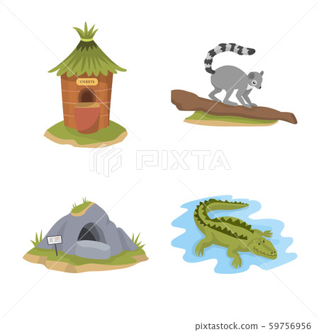 Isolated object of zoo and park logo. Set of zoo and animal stock vector illustration. Isolated object of zoo and park logo. Set of zoo and animal stock vector illustration. 59756956