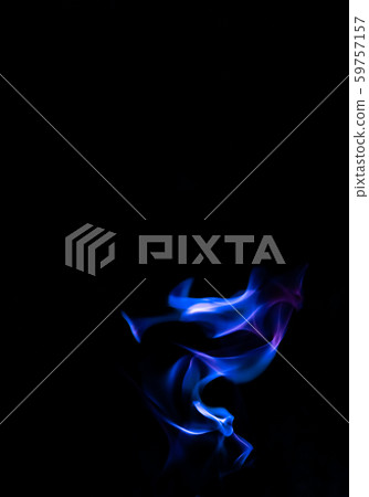 Blue fire forms abstraction in black background Blue fire forms abstraction in black background 59757157