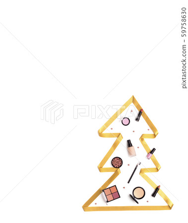 Christmas time and New Year cosmetics garland on white 59758630