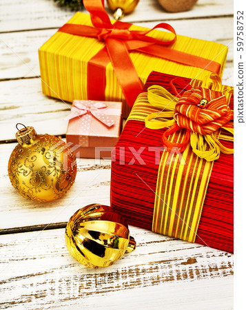 Christmas gift box , Xmas decorations vertical frame 59758752