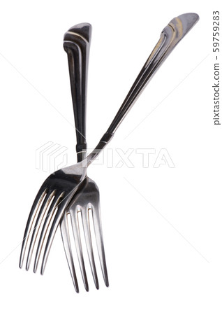 Set of fork on white 59759283
