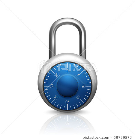 Vector 3d Realistic Closed Metal Steel Chrome Silver Padlock Icon Closeup Isolated on White 59759873