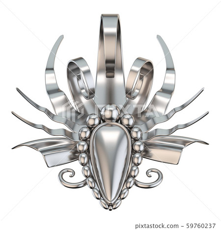 Abstract floral silver decoration 3D 59760237