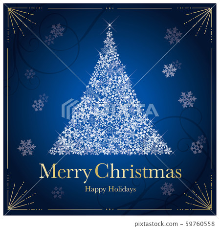 Snowflakes tree blue background card 59760558