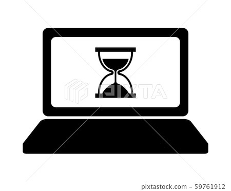 Hourglass reflected on computer screen 59761912