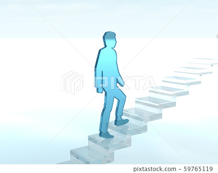 CG 3D illustration 3D design silhouette man and woman climbing stairs CG 3D illustration 3D design silhouette man and woman climbing stairs 59765119