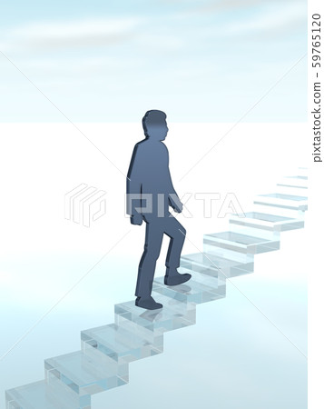 CG 3D illustration 3D design silhouette man and woman climbing stairs 59765120