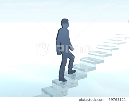 CG 3D illustration 3D design silhouette man and woman climbing stairs CG 3D illustration 3D design silhouette man and woman climbing stairs 59765121
