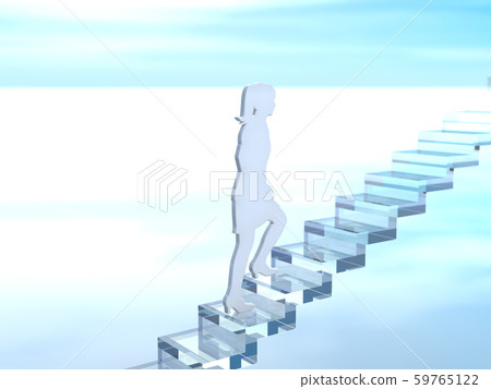 CG 3D illustration 3D design silhouette man and woman climbing stairs 59765122
