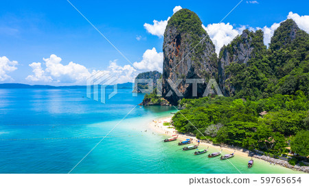 Aerial view Phra Nang Cave Beach with traditional Aerial view Phra Nang Cave Beach with traditional 59765654