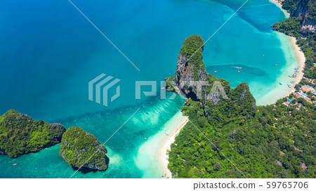 Aerial view Phra Nang Cave Beach with traditional 59765706