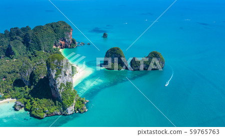 Aerial view Railay Beach and Phra Nang Cave Beach Aerial view Railay Beach and Phra Nang Cave Beach 59765763