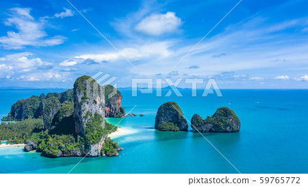Aerial view Railay Beach and Phra Nang Cave Beach Aerial view Railay Beach and Phra Nang Cave Beach 59765772