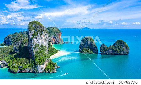 Aerial view Railay Beach and Phra Nang Cave Beach Aerial view Railay Beach and Phra Nang Cave Beach 59765776
