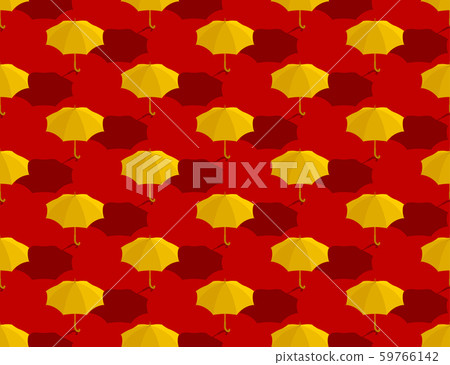 Yellow umbrella 3d isometric seamless pattern, Hong Kong protest extradition legal problem concept design illustration isolated on red background with space, vector 59766142