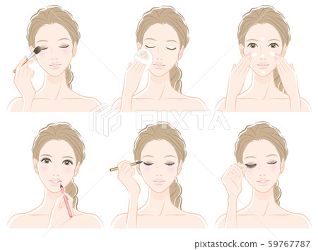 Illustration of a woman doing makeup Illustration of a woman doing makeup 59767787