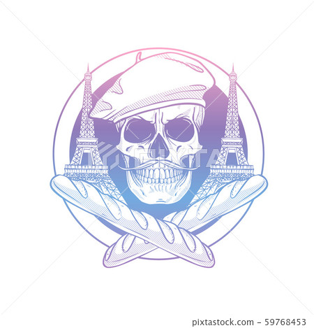 Sketch french skull with beret 59768453