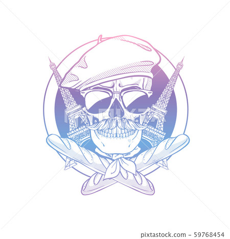 Sketch french skull with beret 59768454