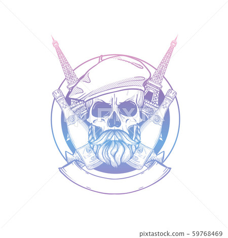 Sketch french skull with beret 59768469
