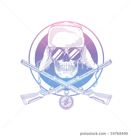 Skull with hat with ear flaps 59768490