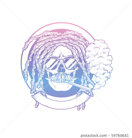 Rastafarian isolated vector skull with dreadlocks. - Stock Illustration ...