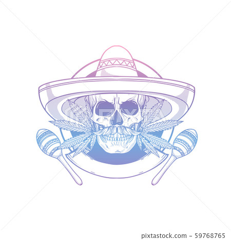 Hand drawn sketch skull with maracas 59768765