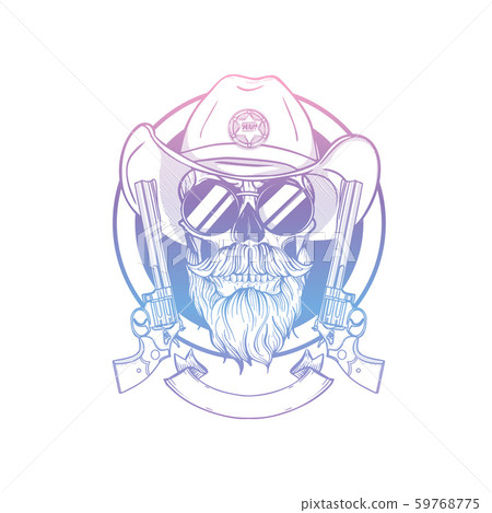 Sketch skull with cowboy hat 59768775