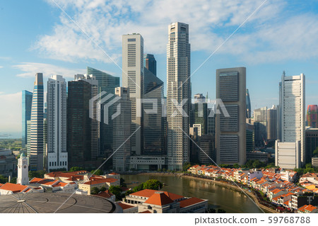 Panorama of Singapore business district skyline 59768788