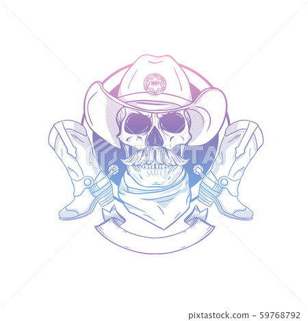 Sketch skull with cowboy hat 59768792