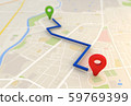 Map showing the shortest distance 59769399