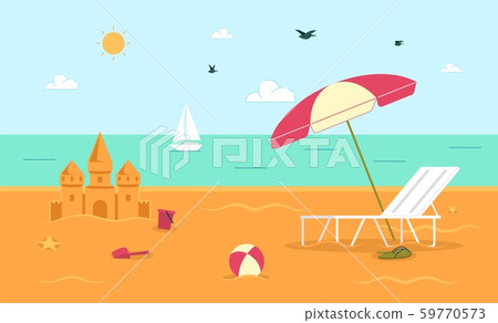 Tropical Resort Beach Flat Vector Background Tropical Resort Beach Flat Vector Background 59770573