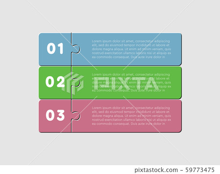Three pieces puzzle square diagram info graphic 59773475