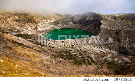 Okama crater lake facade in Miyagi,Japan Okama crater lake facade in Miyagi,Japan 59773598